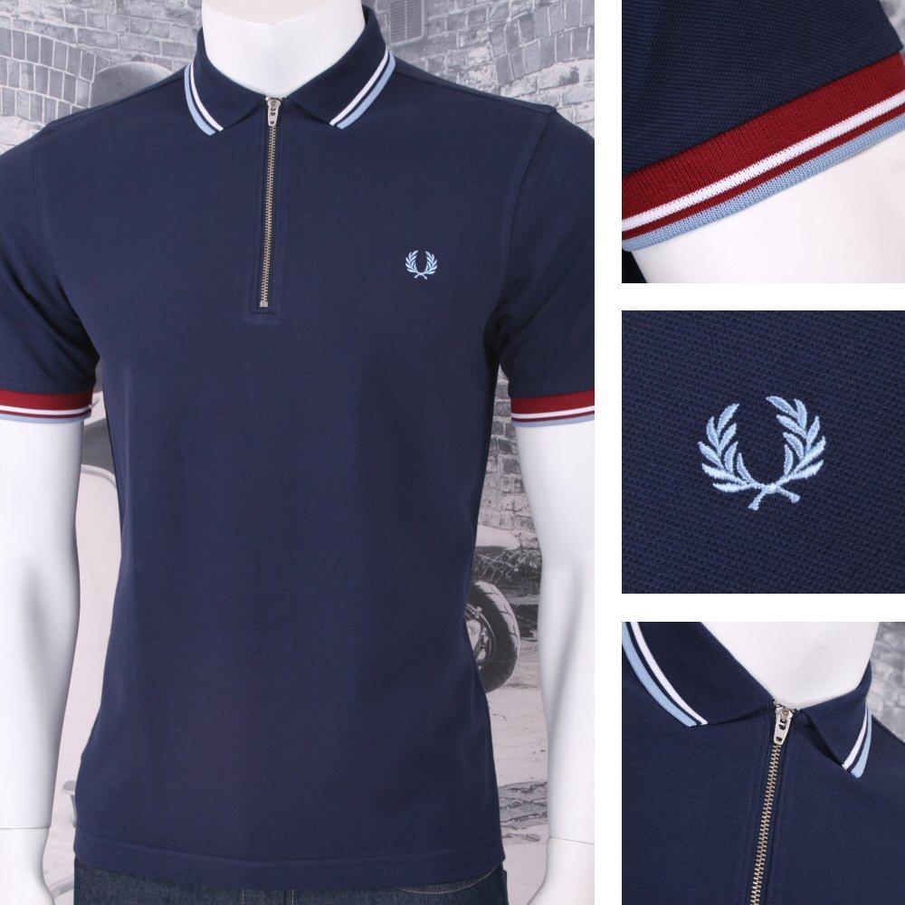 Fred Perry Mod 60's Classic Laurel Wreath Zip Knit Pique Polo Shirt ... Fred Perry Mod 60's Classic Laurel Wreath Zip Knit Pique Polo Shirt Navy